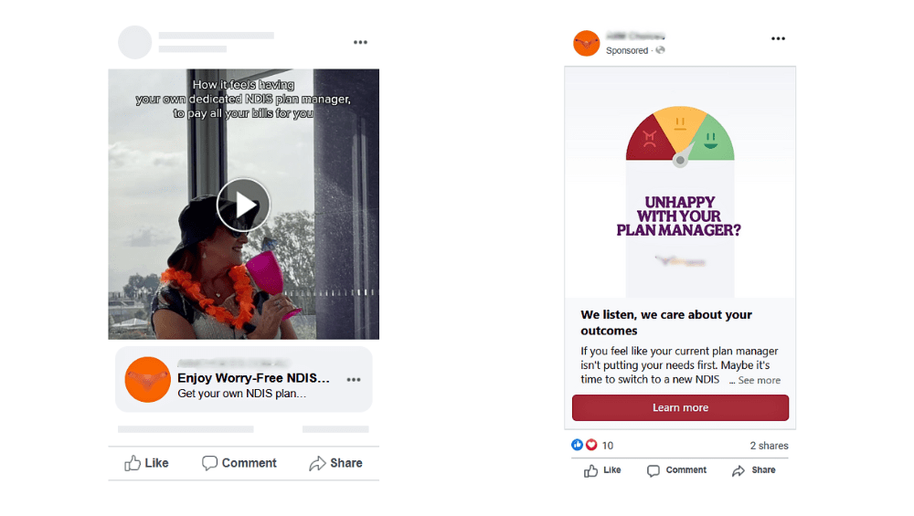 samples of social media integration on NDIS business