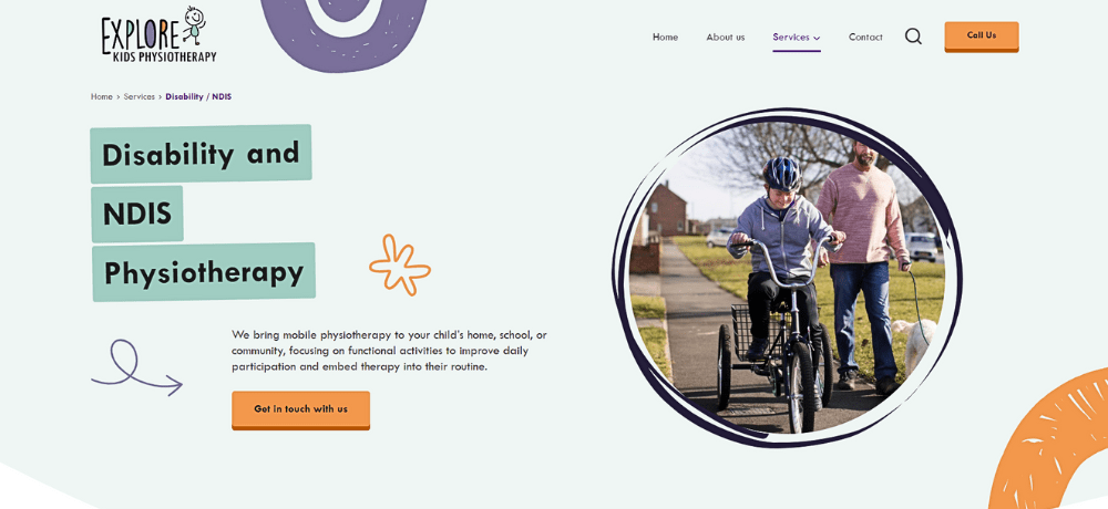 explore physio ndis service web page