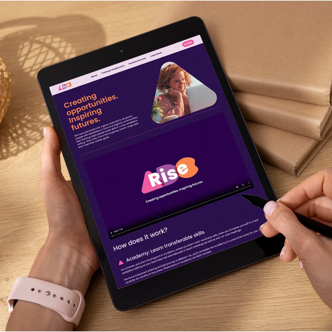 Rise Training Website - Tablet view