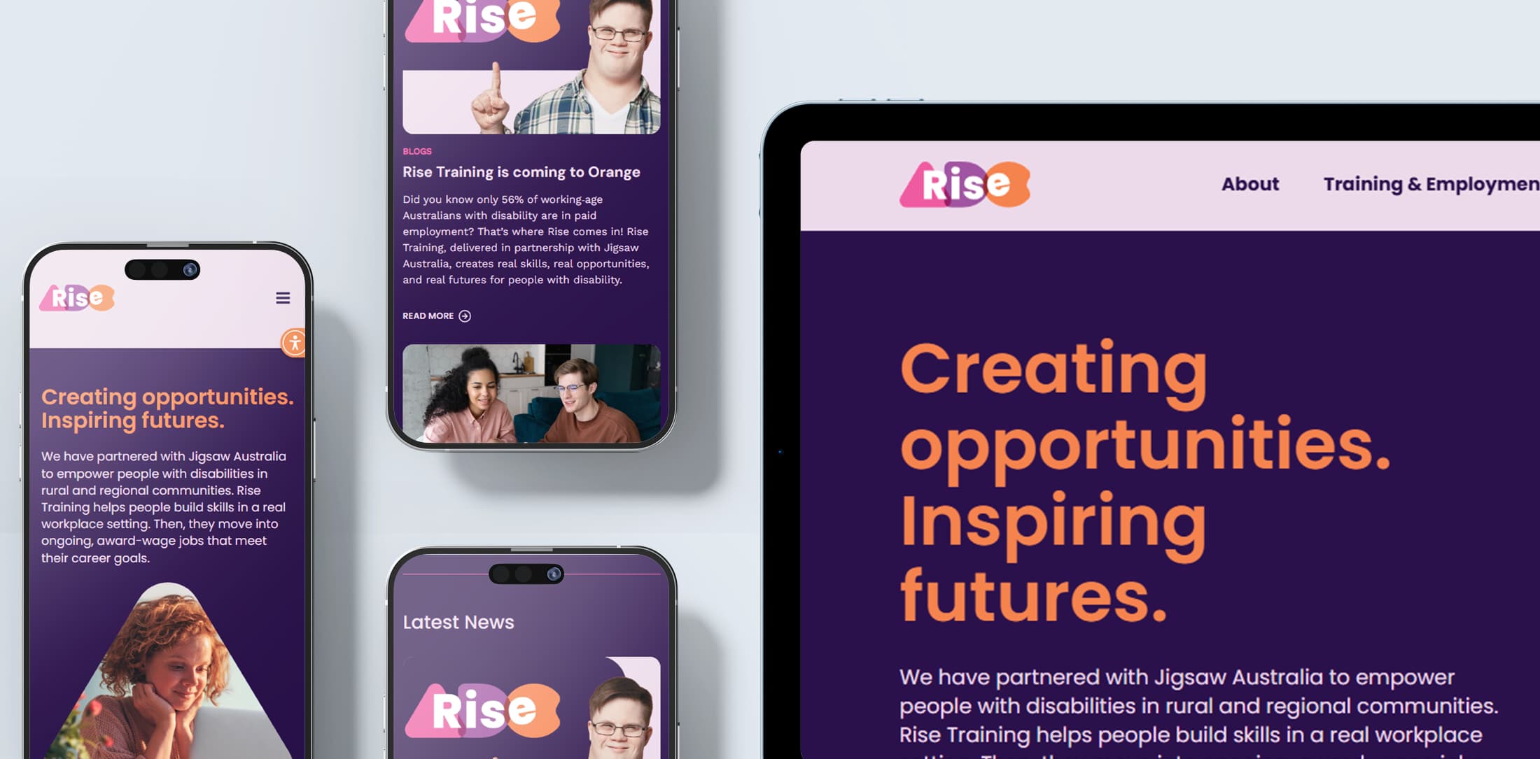 Rise Training Website on all devices